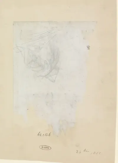 Portret van de schrijver Willem Kloos (?) met snor en bril