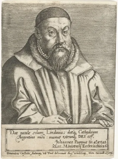 Portret van de theoloog Johannes Pappus op 43-jarige leeftijd