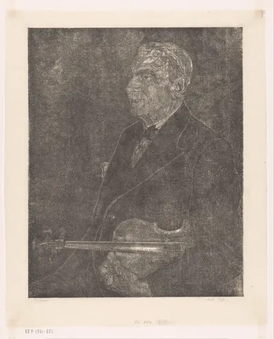 Portret van de vader van de kunstenaar met viool