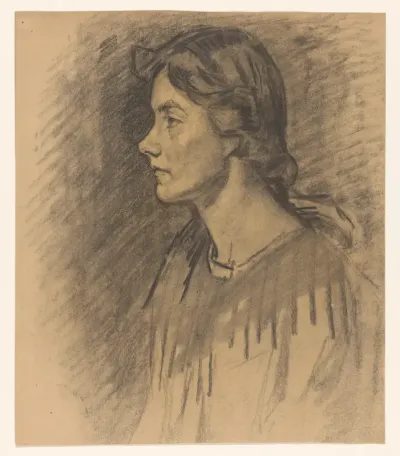 Portret van de vrouw van Wilhelmus Johannes Steenhoff, en profil naar links