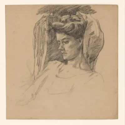 Portret van de vrouw van Wilhelmus Johannes Steenhoff, naar links