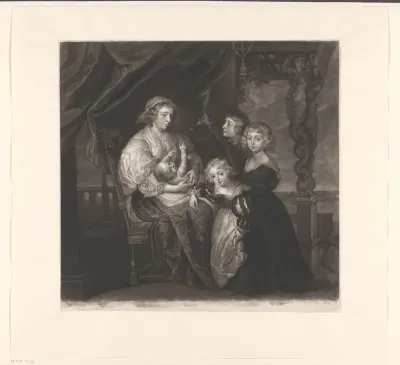 Portret van Deborah Kip met vier van haar kinderen