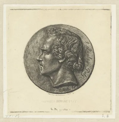 Portret van dichter Evariste Boulay-Paty op bronzen medaillon
