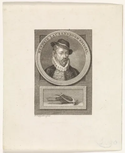 Portret van dichter Hendrick Laurensz. Spieghel