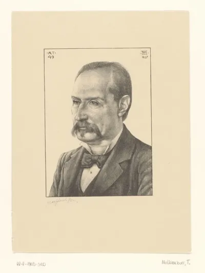 Portret van Diederik Korteweg op 49-jarige leeftijd
