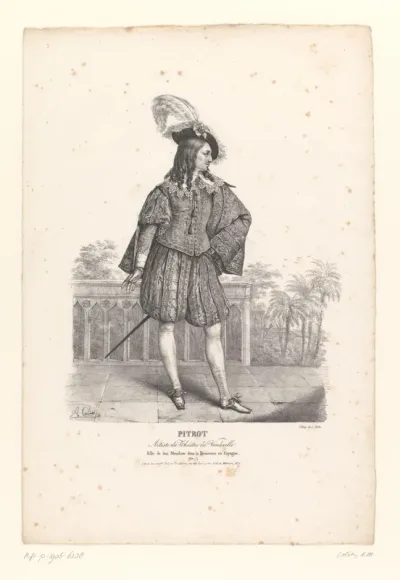 Portret van Dominique Pitrot als Don Mendoze in de vaudeville La Parisienne en Espagne
