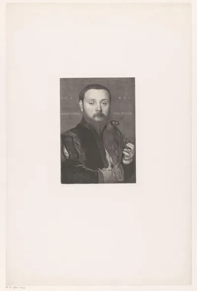 Portret van een 28-jarige man met een valk
