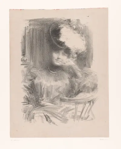 Portret van een dame met hoed