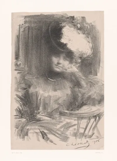 Portret van een dame met hoed