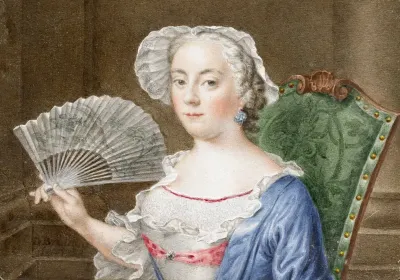 Portret van een dame met waaier