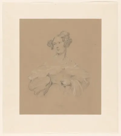 Portret van een dame, ten halven lijve, naar links gewend