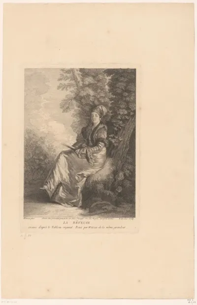 Portret van een dromerige vrouw met waaier