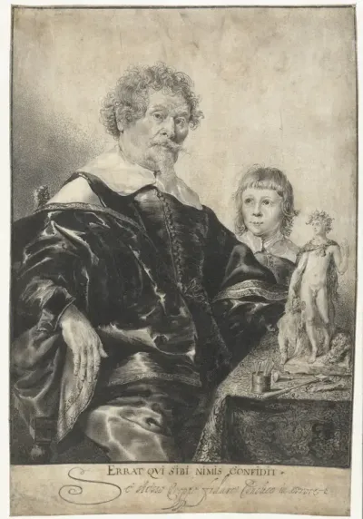 Portret van een edelsmid met zijn zoon