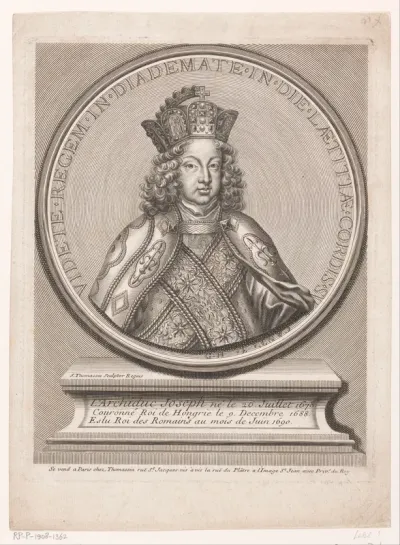 Portret van een gekroonde keizer Jozef I op een medaille
