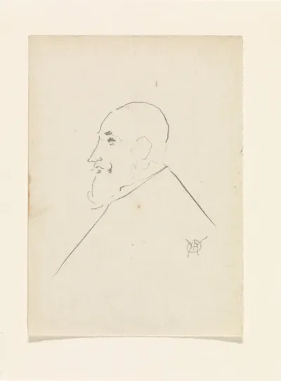 Portret van een heer met baard, profiel naar links
