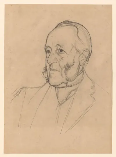 Portret van een heer met bakkebaarden, naar links