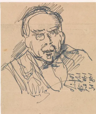 Portret van een heer met een bril, driekwart naar rechts