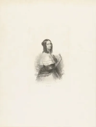 Portret van een jonge dame met een boeketje in haar handen