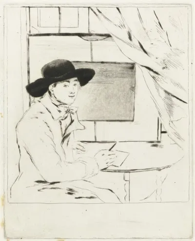 Portret van een jonge etser