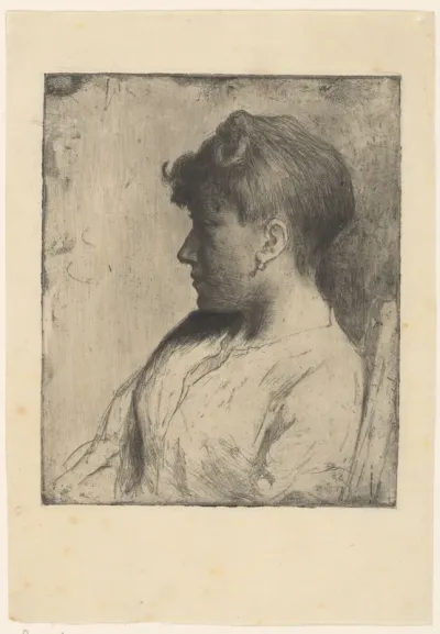 Portret van een jonge vrouw, en profil