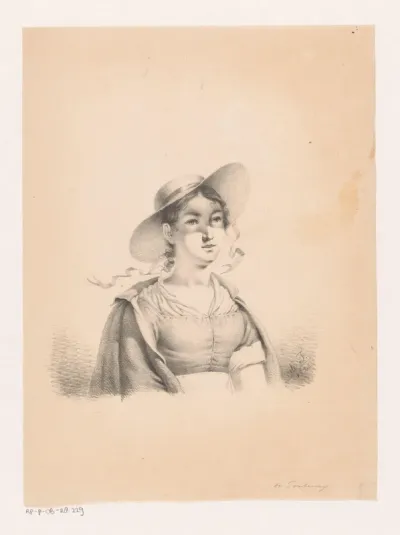Portret van een jonge vrouw met hoed
