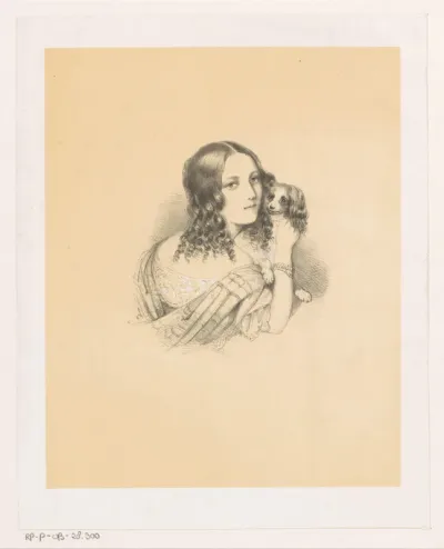 Portret van een jonge vrouw met hond