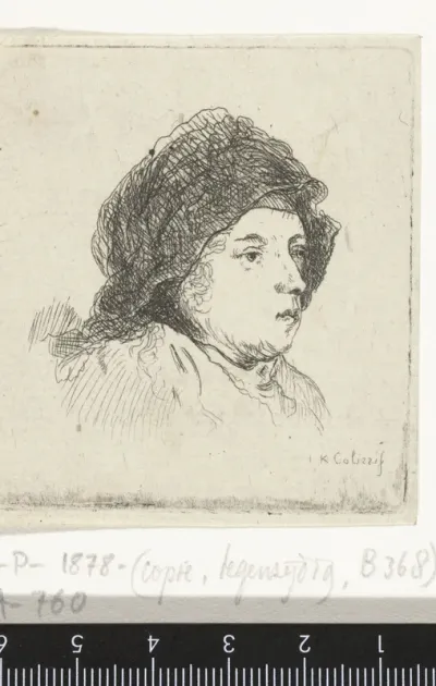 Portret van een jonge vrouw met hoofddoek