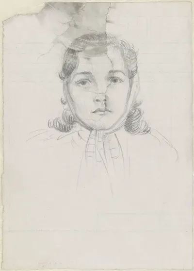 Portret van een jonge vrouw met hoofddoek, Sabine Zuur