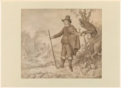 Portret van een jongeman in een landschap