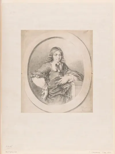 Portret van een jongeman leunend tegen een pilaster
