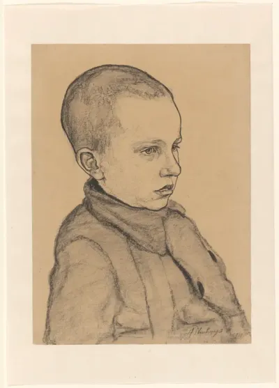 Portret van een jongen, naar rechts