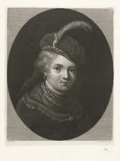 Portret van een jongetje met veer op zijn muts