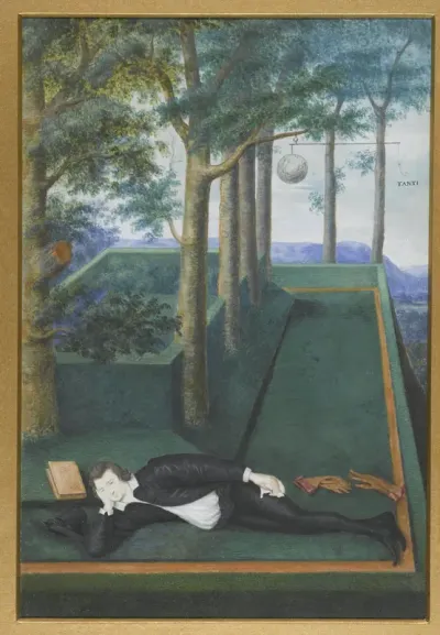 Portret van een liggende edelman in een begroeide hof; Portret van Henry Percy, 9th Earl of Northumberland