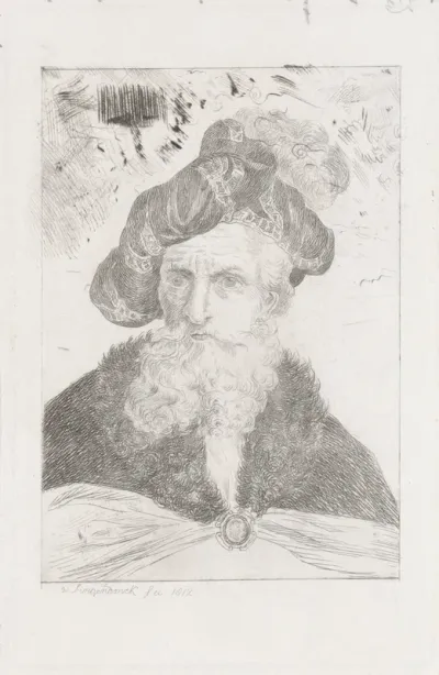 Portret van een man met baard en hoed