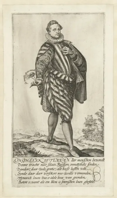 Portret van een man met bloemen in zijn hand