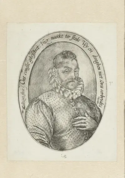 Portret van een man met de hand op de borst