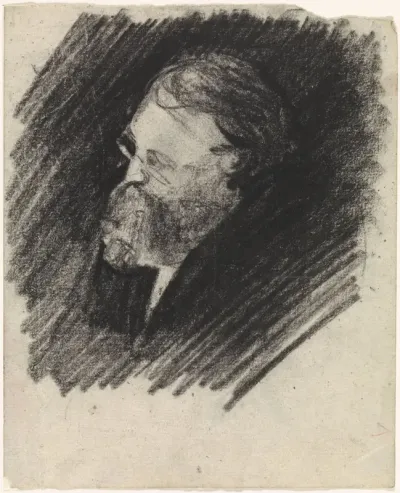 Portret van een man met een baard en een pijp