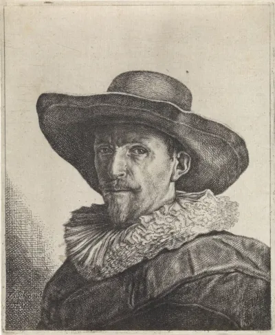 Portret van een man met een grote hoed op