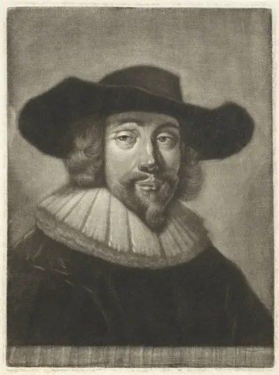 Portret van een man met een hoed en kraag