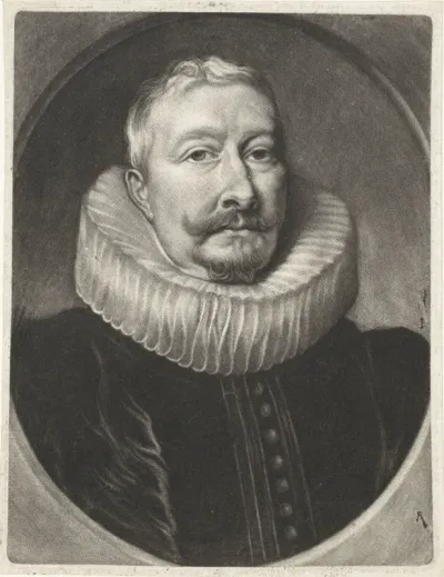 Portret van een man met een stijve plooikraag
