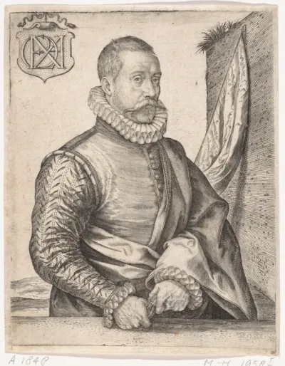 Portret van een man met een vaandel