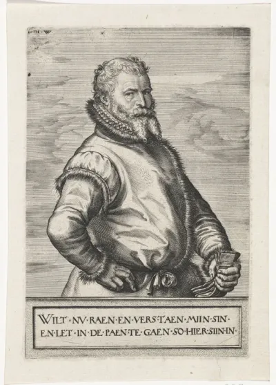 Portret van een man met handschoenen in de hand