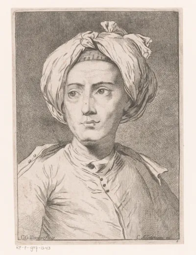 Portret van een man, mogelijk een zelfportret van Christian Gottlieb Werner