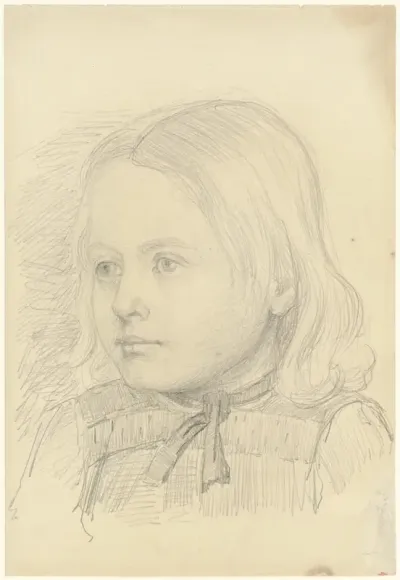 Portret van een meisje, driekwart naar links
