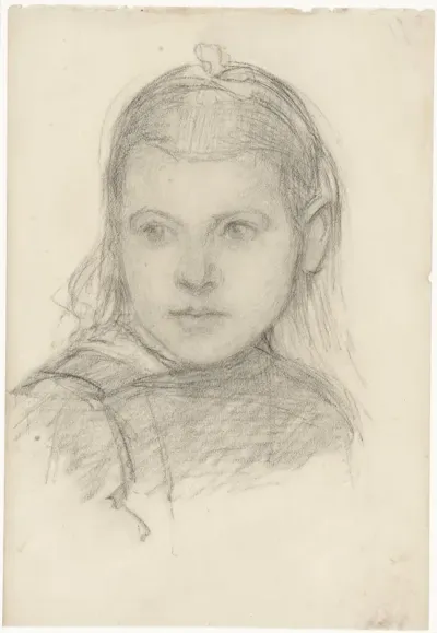 Portret van een meisje met strikje in het haar