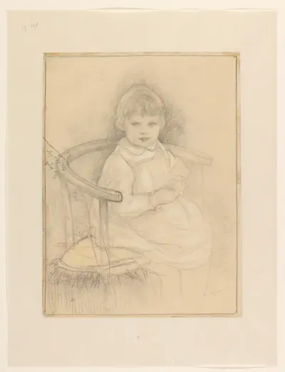 Portret van een meisje zittend op een stoel