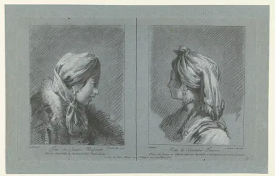 Portret van een Moskovisch melkmeisje en een Fins dienstmeisje