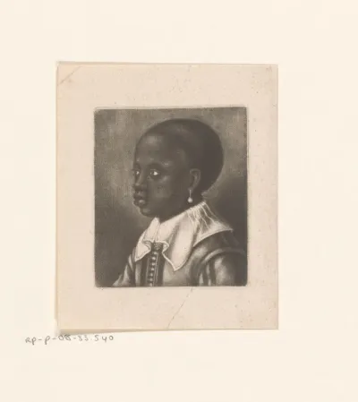 Portret van een onbekend kind met oorbel