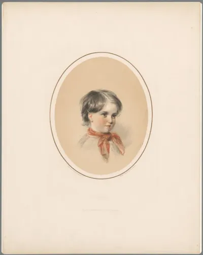 Portret van een onbekend kind met rode sjaal