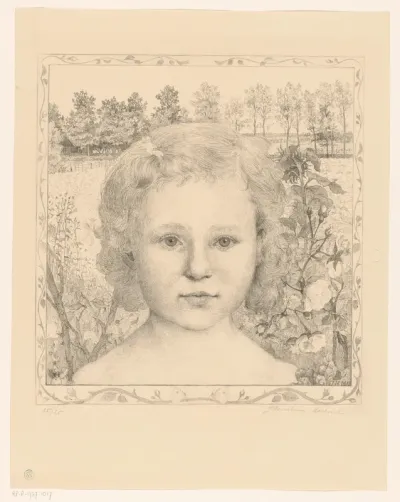 Portret van een onbekend meisje in landschap